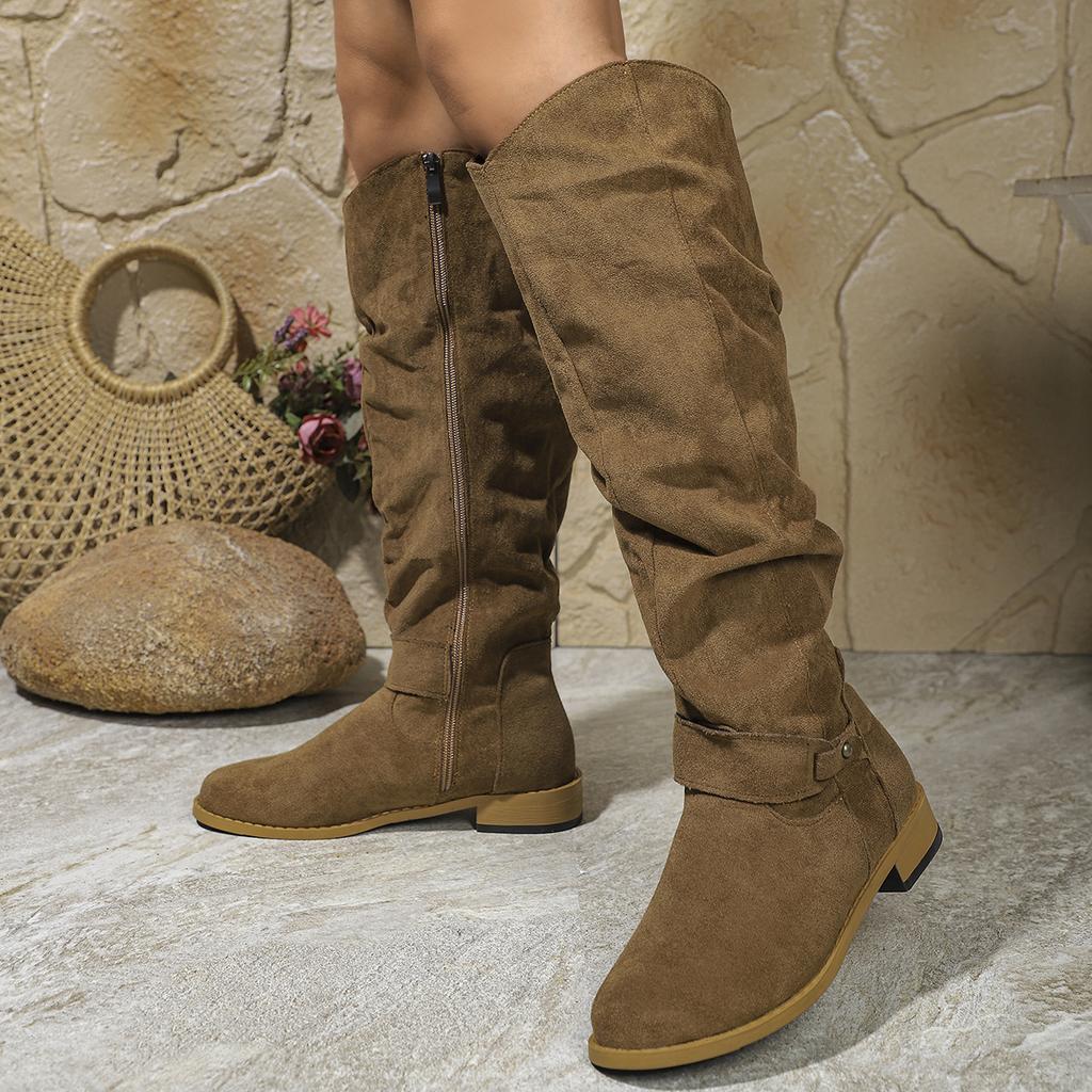 Foreign Trade 36~ 43 Yards Velvet Boots Popular In Autumn and Winter 2024 Outer Wear Side Zipper Thin Boots Women