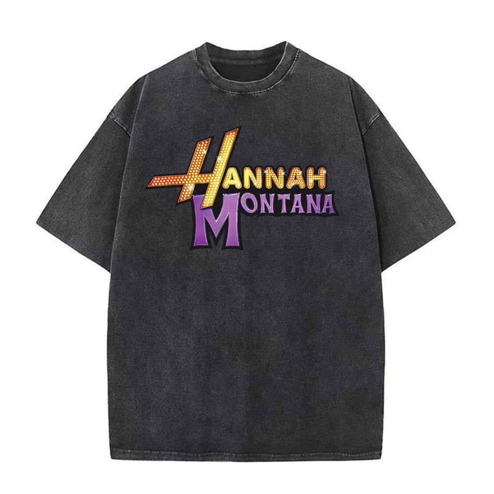 Vintage TV Character Pop Star Singer Hannah Montana T Shirts Unisex Women Fashion Aesthetic Washed Short Sleeve Tshirts Streetwear