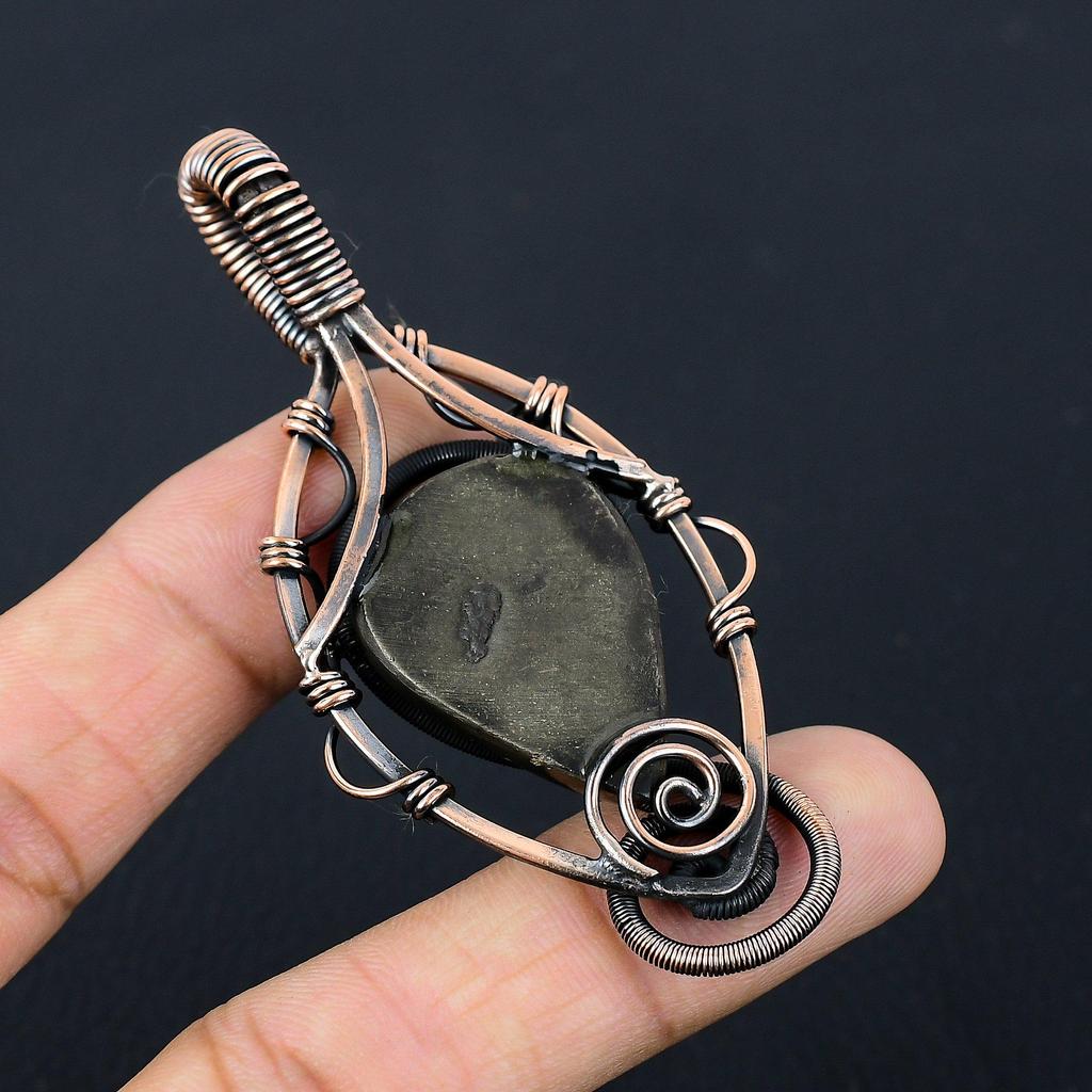 Золотой апачский пирит, драгоценный камень, чистая медная проволока, обернутая подвеской ручной работы, ювелирные изделия