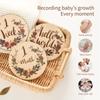 15PCS Floral Baby Monthly Milestone Cards Newborn Photography Props To Document Your Baby´s Growth Wooden Circles/Discs