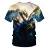 Summer Round Neck 3D Godzilla Pattern Printed Top Fashionable Casual Short Sleeved Children's Boy T-shirts