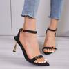 2024 Summer Hot Selling Fashionable Open Toe Solid Color Women's Sandals One-line Buckle Strap Stiletto Women's High Heels