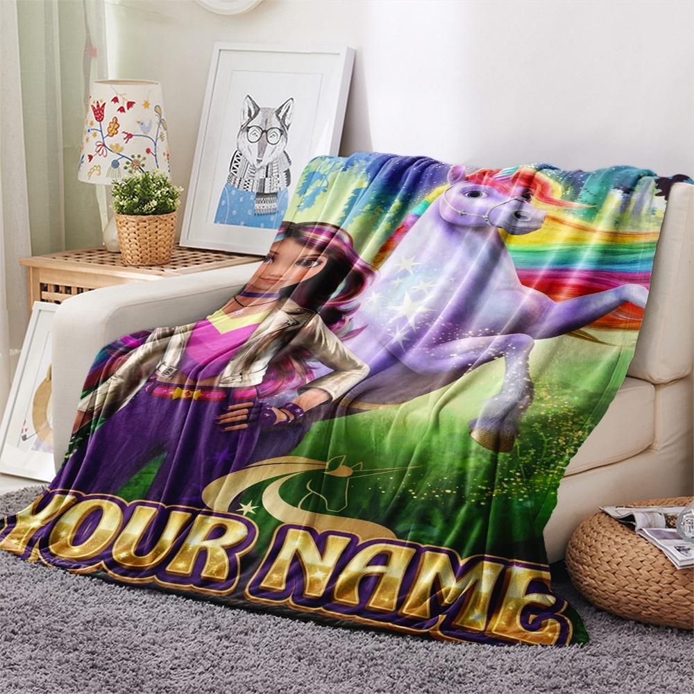 1PC Custom Name Unicorn Academy Patterned Flannel Blanket Suitable For All Seasons for Home Decor Warmth and Comfort Gifts Holiday Present