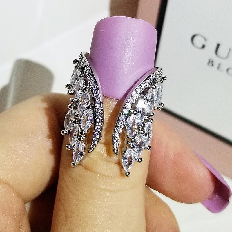 Новое креативное открытое кольцо Angel Wings для женщин с изящной микроинкрустацией цирконием класса ААА - модель R5432