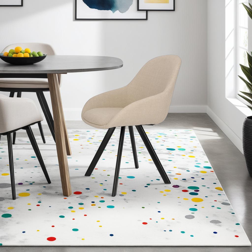 Nels chair beige black upholstered legs