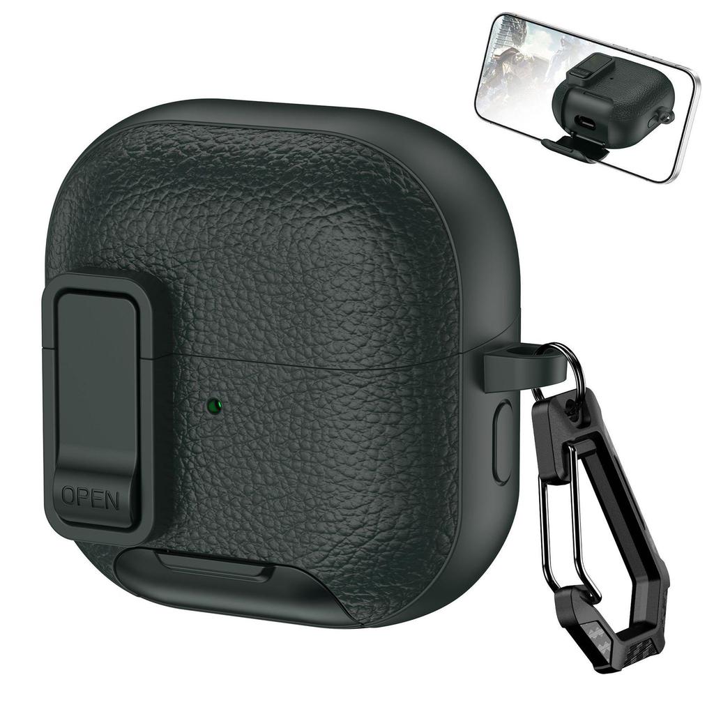 Защитный чехол с текстурой кожи и подставкой для Bluetooth-наушников Huawei Freebuds Clip2