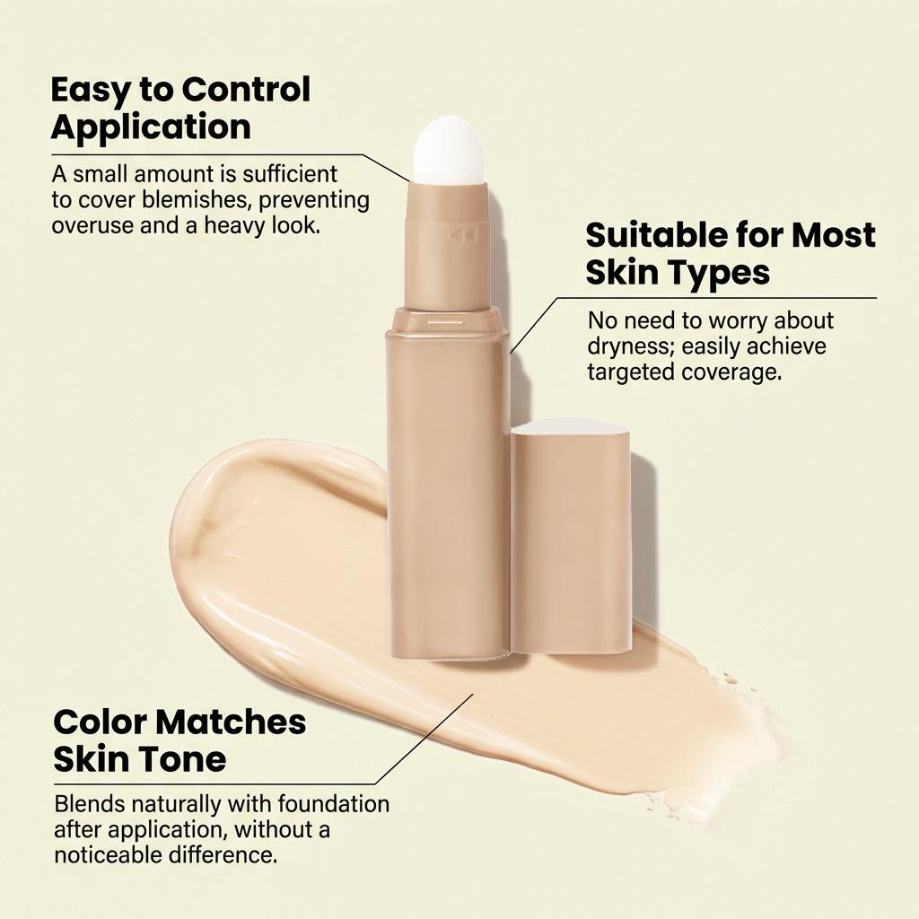 Шелковистый жидкий консилер-стик - Слоновая кость: Легко наносится, скрывает несовершенства, выравнивает текстуру, легкое, полупрозрачное тональное средство.