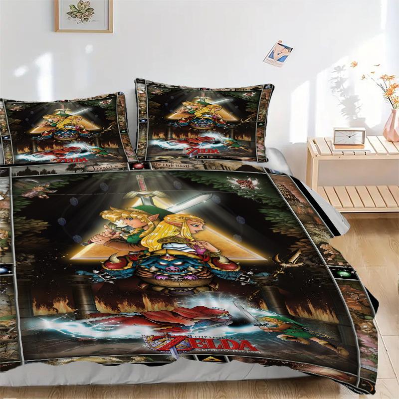 The Legend of Zelda: A Link to the Past Bedding Set Comforter Cover Gift for Bedroom,Includes 1 Cover and 2 Pillowcases, No InsertB432