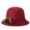 New spring fashion warm top hat, street cold imitation woolen pot hat flower women's hat