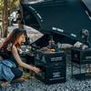 Plastic Storage Bin with Wooden Lid Portable Organizer Box for Camping Car Trunk Home Outdoor Use Multiple Capacities