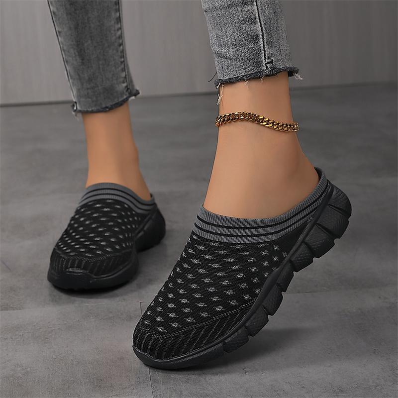 Мода 2024 года, новые летние женские туфли с сетчатой поверхностью, повседневные спортивные женские туфли, легкие дышащие полутапочки, обувь для ходьбы большого размера