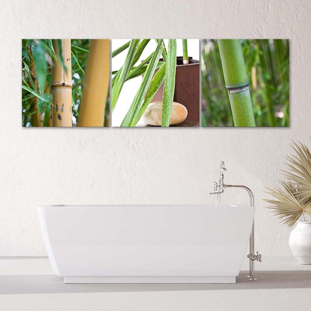 Set of Three Pictures Canvas Print Bamboo Zen Spa