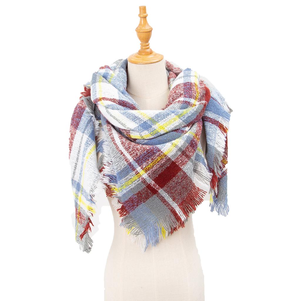 Spring Autumn Winter Shawl Ladies Plaid Triangle Scarf