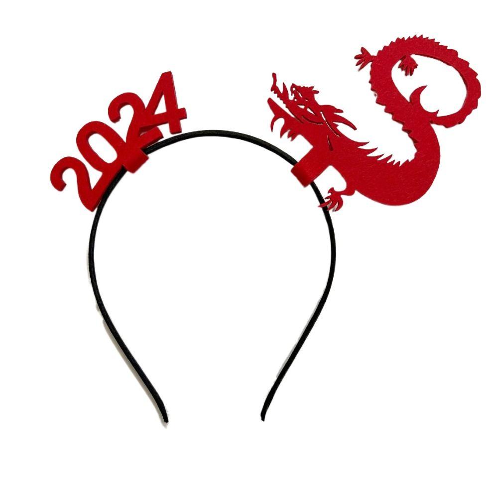 Mascot Dragon 2024 Happy New Year Headband Cartoon New Year Hairband Lovely Dragon Headband Girl