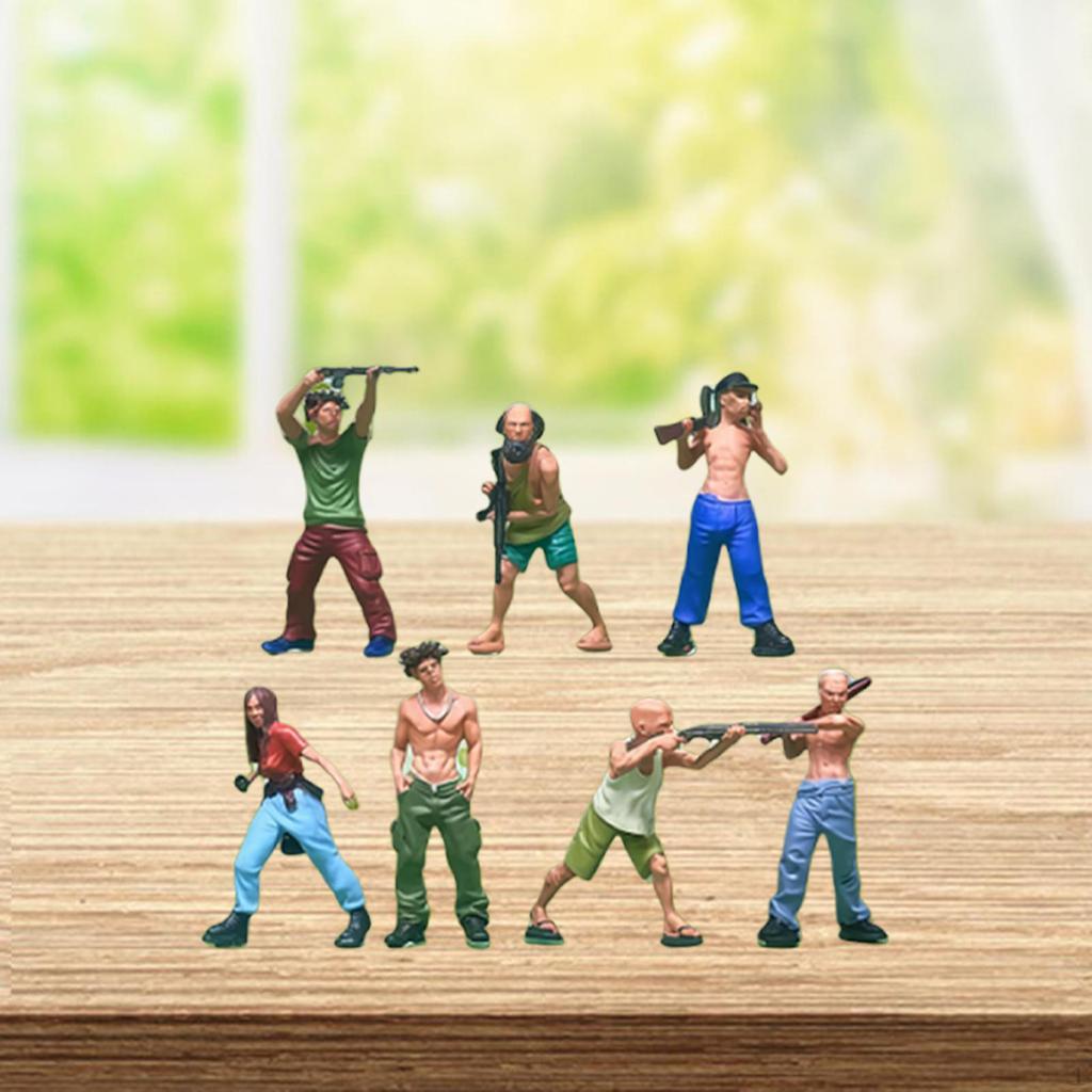 7x 1/64 Миниатюрные фигурки грабителей, модели сцен, коллекции, ornaments для диорам, для игр