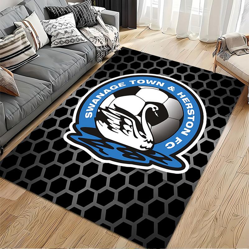 Swan Design Football Carpet suitable as a non-slip mat for the living room or bedroom sofa