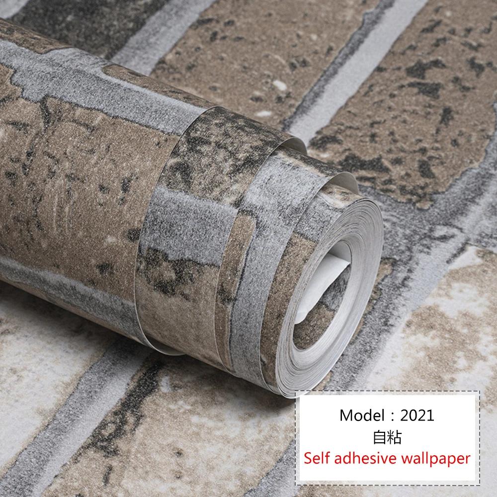 Self Adhesive Wallpaper Cafe Clothing Store Restaurant Brick Pattern Wallpaper 3D Retro Brick Culture Stone Pattern Wallpapers