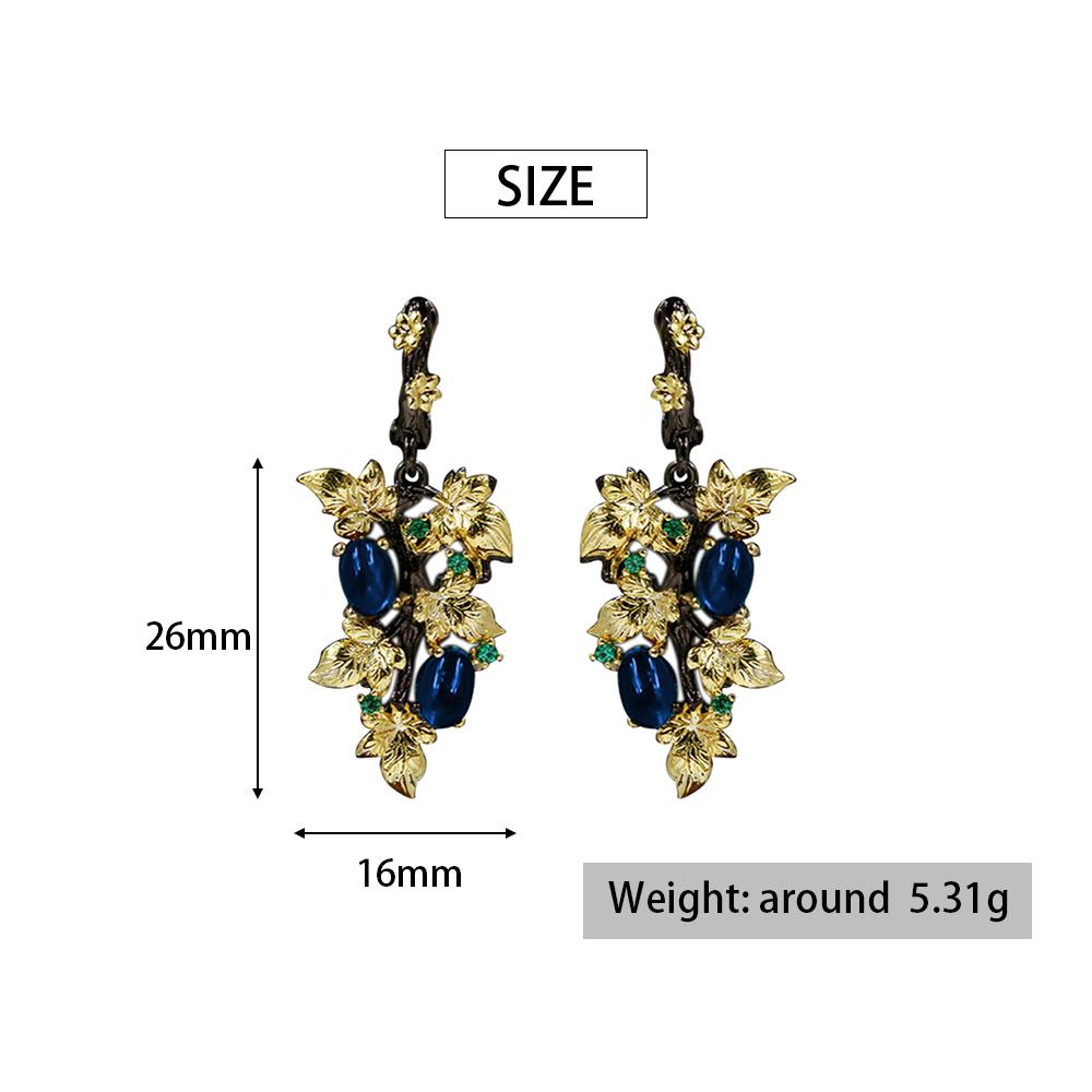 Элегантные серьги с кулоном из черного золота и рубина в форме цветка, серьги с кристаллами и драгоценными камнями, женские ювелирные серьги, серебряные женские серьги