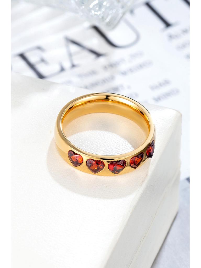 Женское кольцо-сердце с бриллиантами с покрытием из 18-каратного золота 2024 года - Ювелирные изделия из титановой стали класса люкс