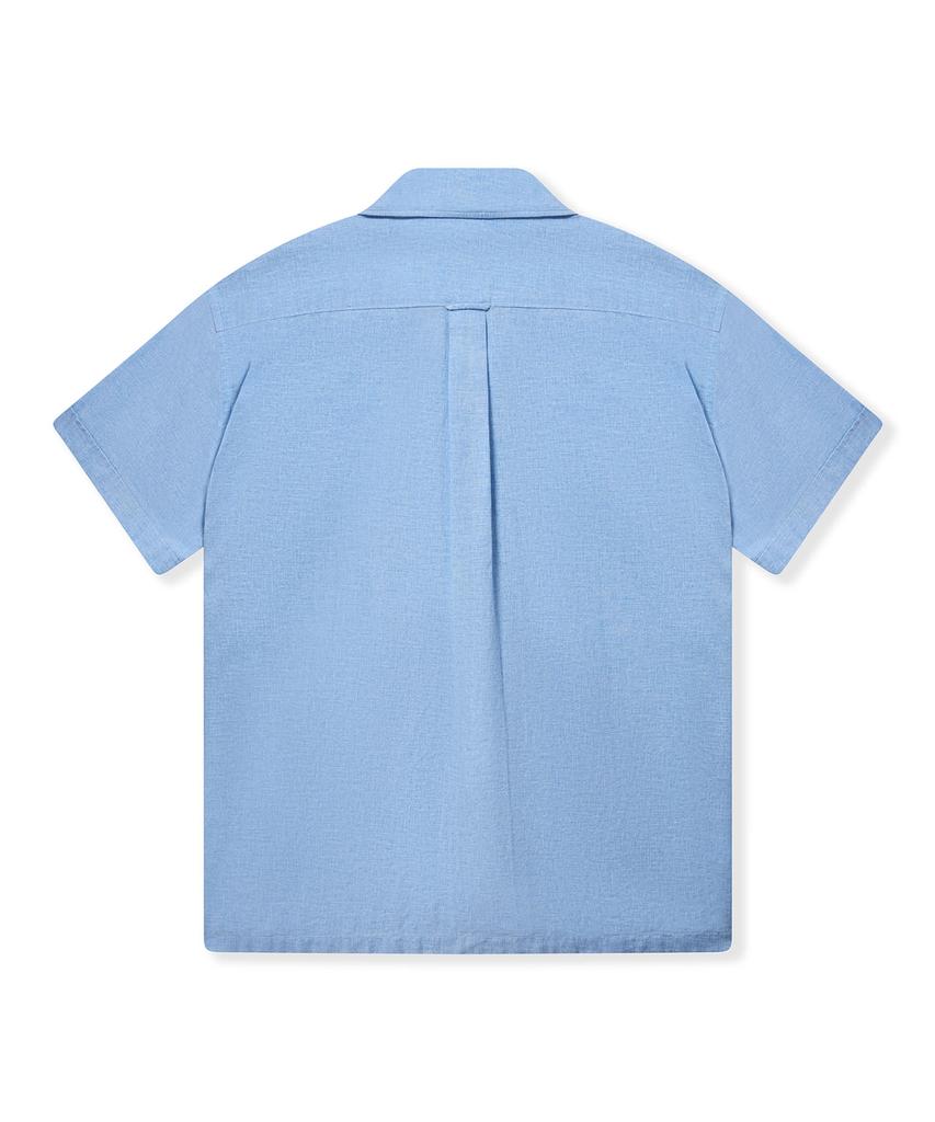 PRODESHIRT [Комфорт] Тропическая винтажная льняная рубашка-кемпинг (Ocean Blue)