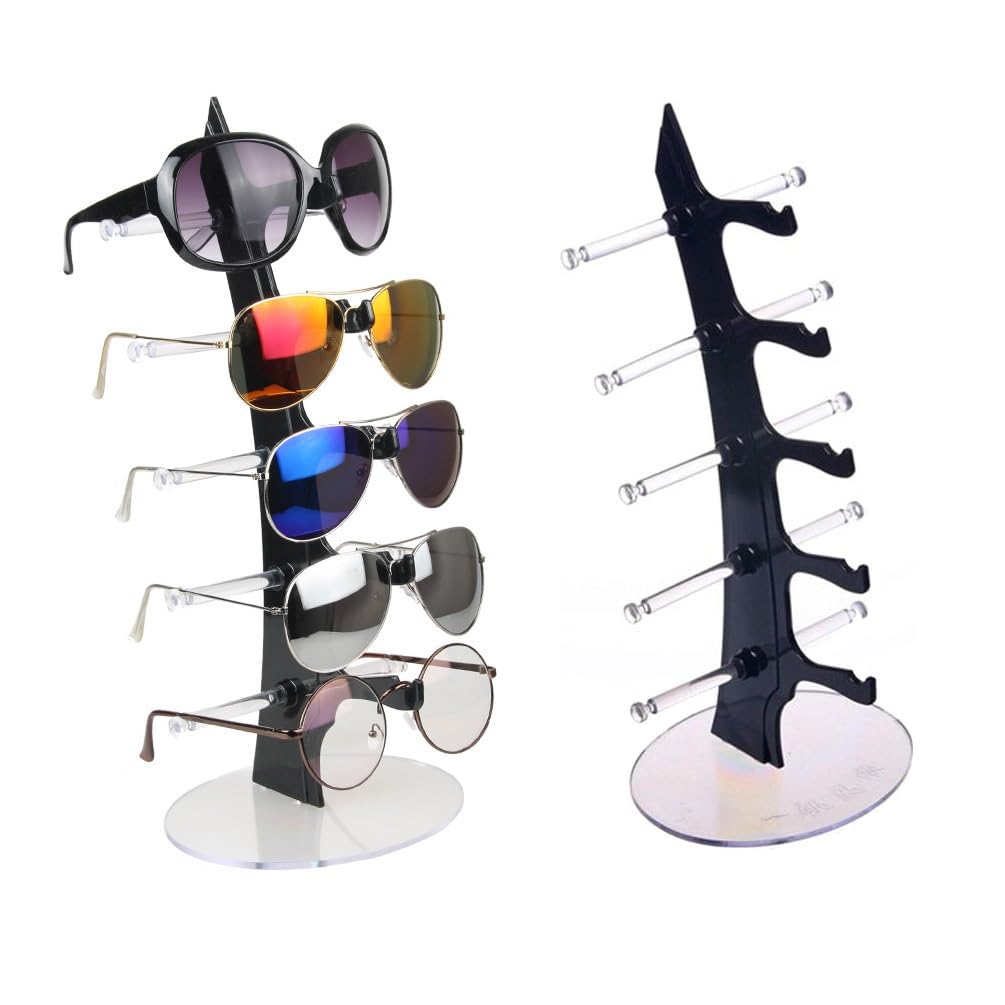Siawadeky Eyeglass Holds 5 Set of Stylish Sunglasses Storage Easy Plastic Display Eyeglass Display Collection Shop Stand, Glasses, 2, Rack, Assembly,