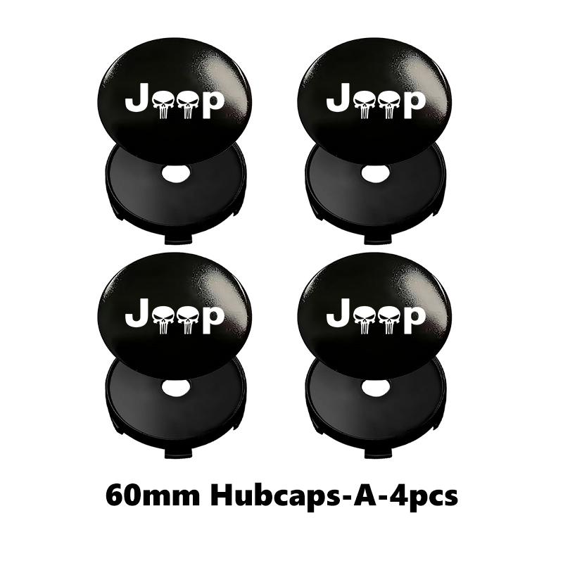 For Jeep 4pcs 56mm 60mm Car Wheel Center Caps Hubcap Cover Cherokee Wrangler JK Gladiator Compass Renegade Patriot AMO1
