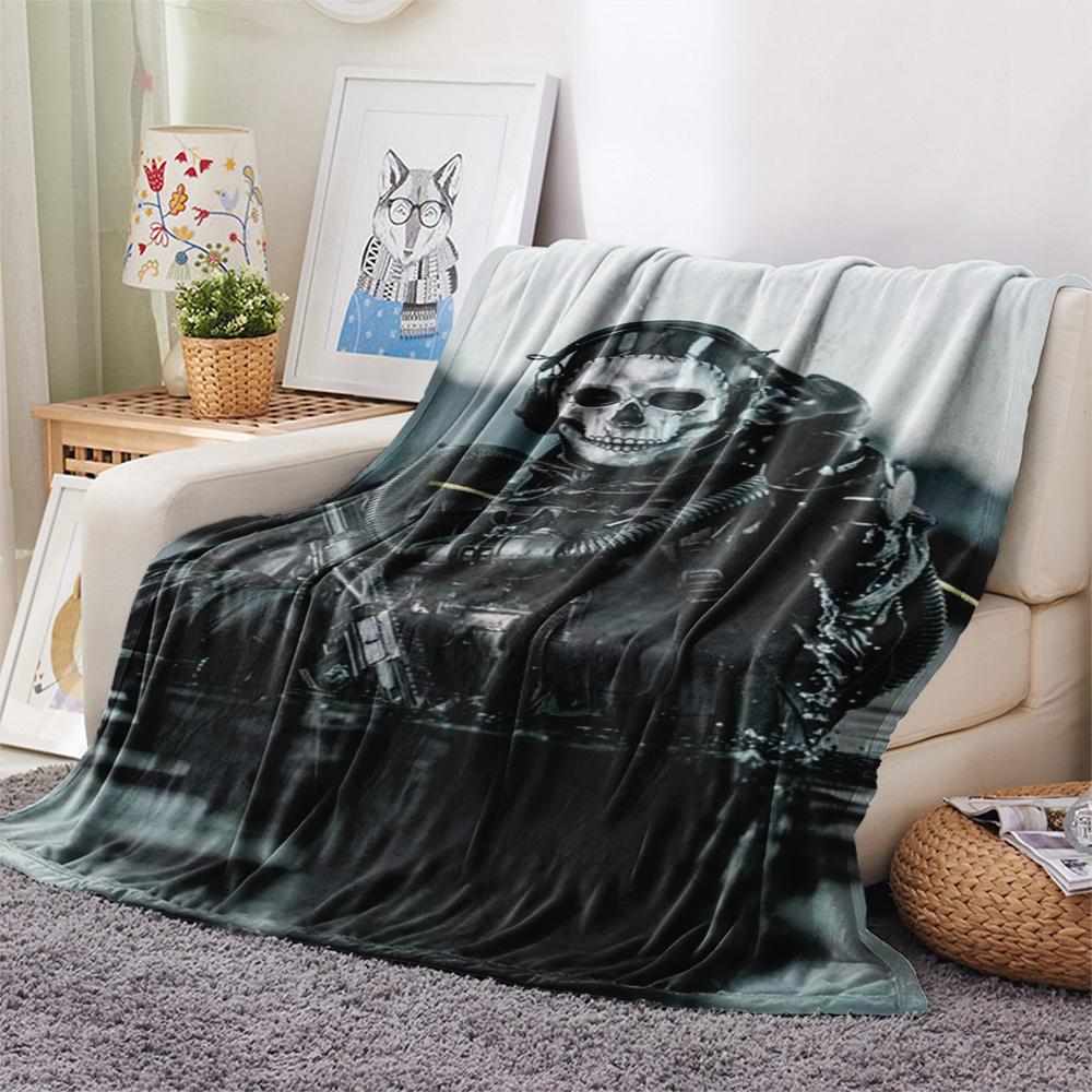 1PC GHOST Print Flannel Blanket, High quality Comfortable for All Seasons, Home Decor, Warmth and Comfort, Perfect for Christmas Gifts159