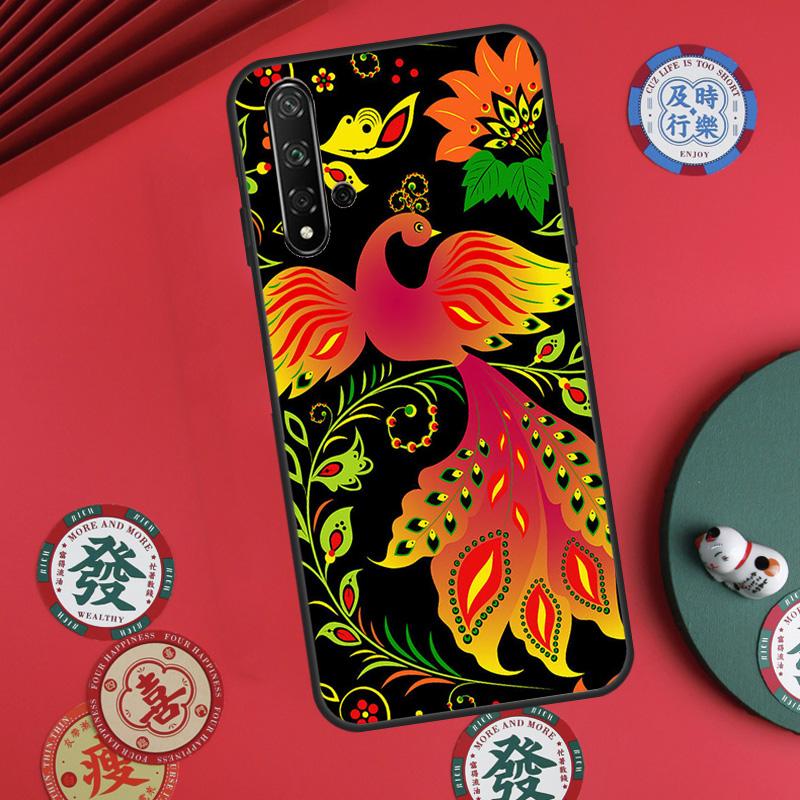 Khokhloma Russian Pattern Flower For Huawei Nova 12s 7i 8i 11i 12i Y73 Y70 Y90 Y60 Y72 Y61 Y91 9 10 SE P30 Pro P40 Lite Case