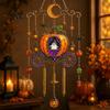 Decorative Sun Catcher Wind Chimes Halloween Stained Glass Style Chime, Acrylic Suncatcher Hanging Ornament with Ghost Black Cat Amethyst Texture