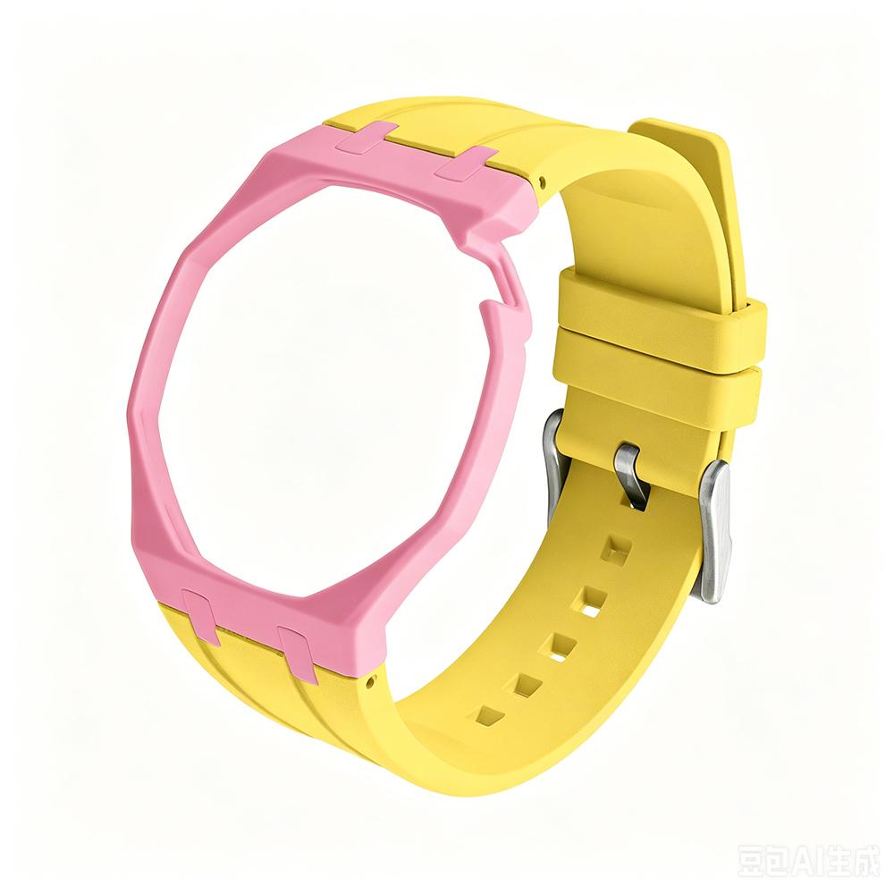 Advanced Dual Color Bioceramic Case FKM Rubber Strap Set For Swatch x AP Royal Pop Unisex Young Style