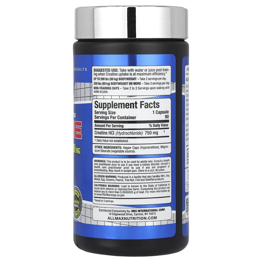 ALLMAX, Creatine HCl, 750mg, 90 Capsules