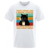 Coffee Black Cat Funny T Shirt Men Summer Cotton Short Sleeve Mens T-Shirt Tops Oversized Breathable Tee Shirt