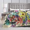 Cartoon SpongeBob SquarePants Movie Group Poster Blankets  Flannel Novelty Breathable Throw Blankets for Home Restaurant  Winter