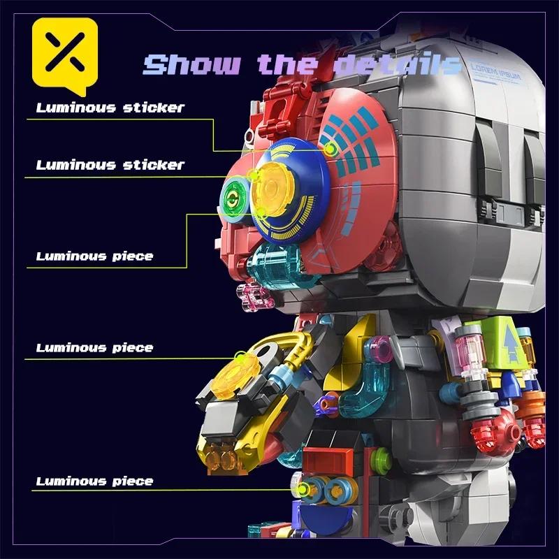 TOYLINX 1377 деталей Киберпанк Механический Кролик Строительные Блоки Светодиодный Светящийся Кирпичик Коллекционная Головоломка для Взрослых DIY Игрушка Настольное Украшение