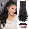 Synthetic Double Straps Ponytail Long Curly Wavy Clip In Ponytail Extension High Temperature Hair For Women Cosplay Wear