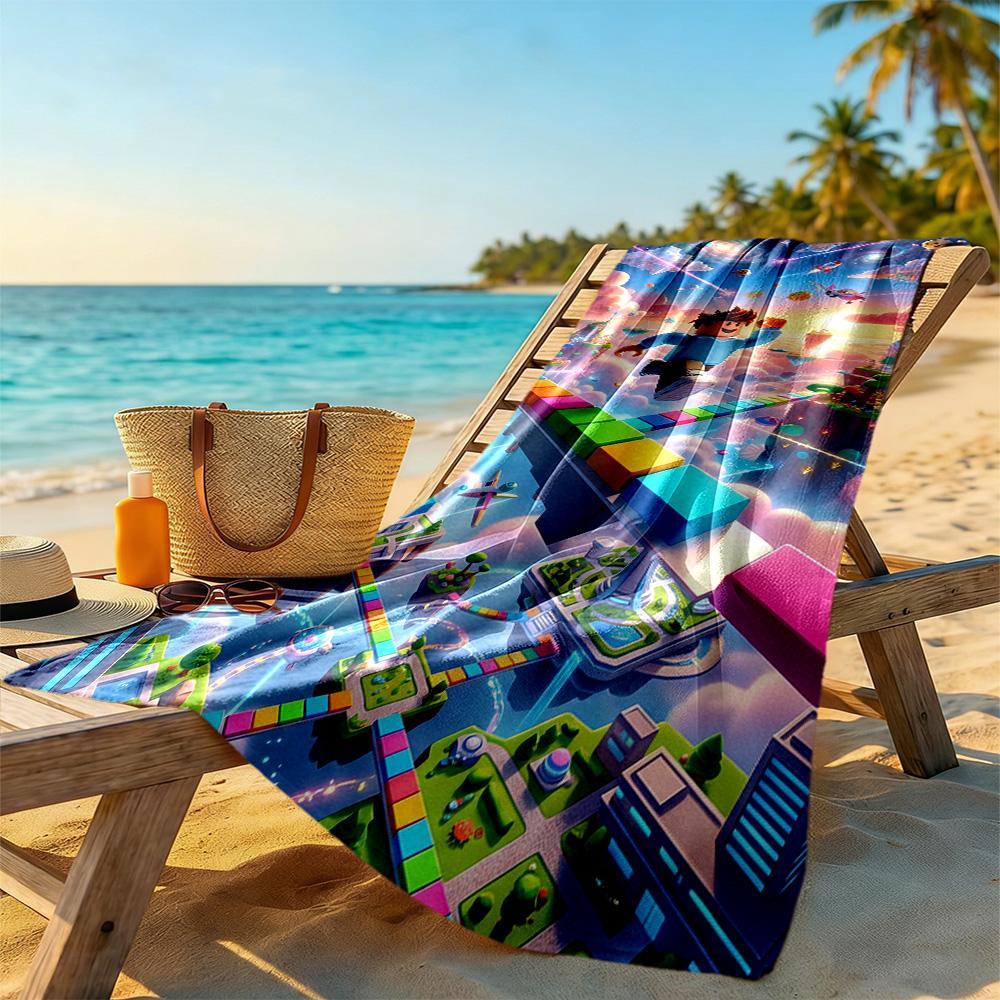 Roblox Beach Towel High Absorbency & Quick-Dry Comfortable Lightweight Portable for Swimming,Beach,Camping, Travel, Beach Accessories,Gym