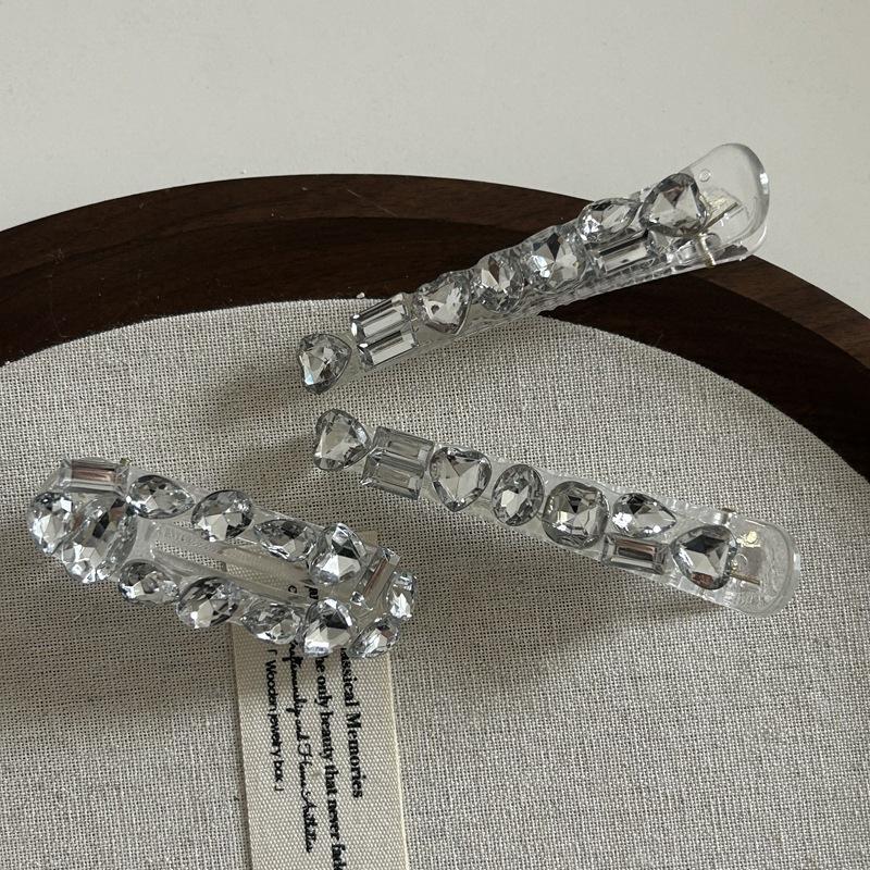 Sweet Cool Rhinestone Hair Clip Women Ice Through Temperament Versatile Side Clip Delicate Hair Accessories