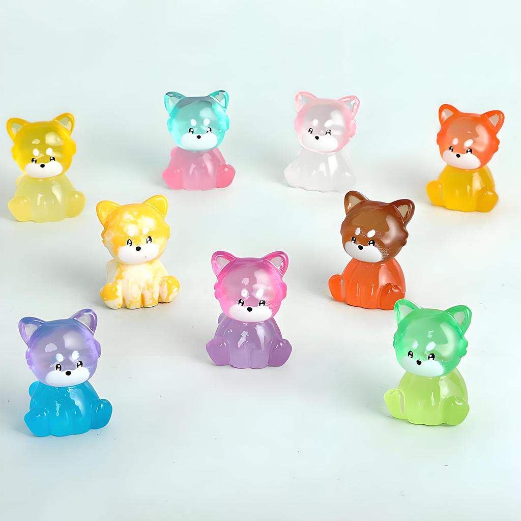 10/20Pcs Luminous Mini Resin Raccoon Glow In The Dark Colorful Raccoons Tiny Animals Figures Ornament For Diy Potted Plant Decor