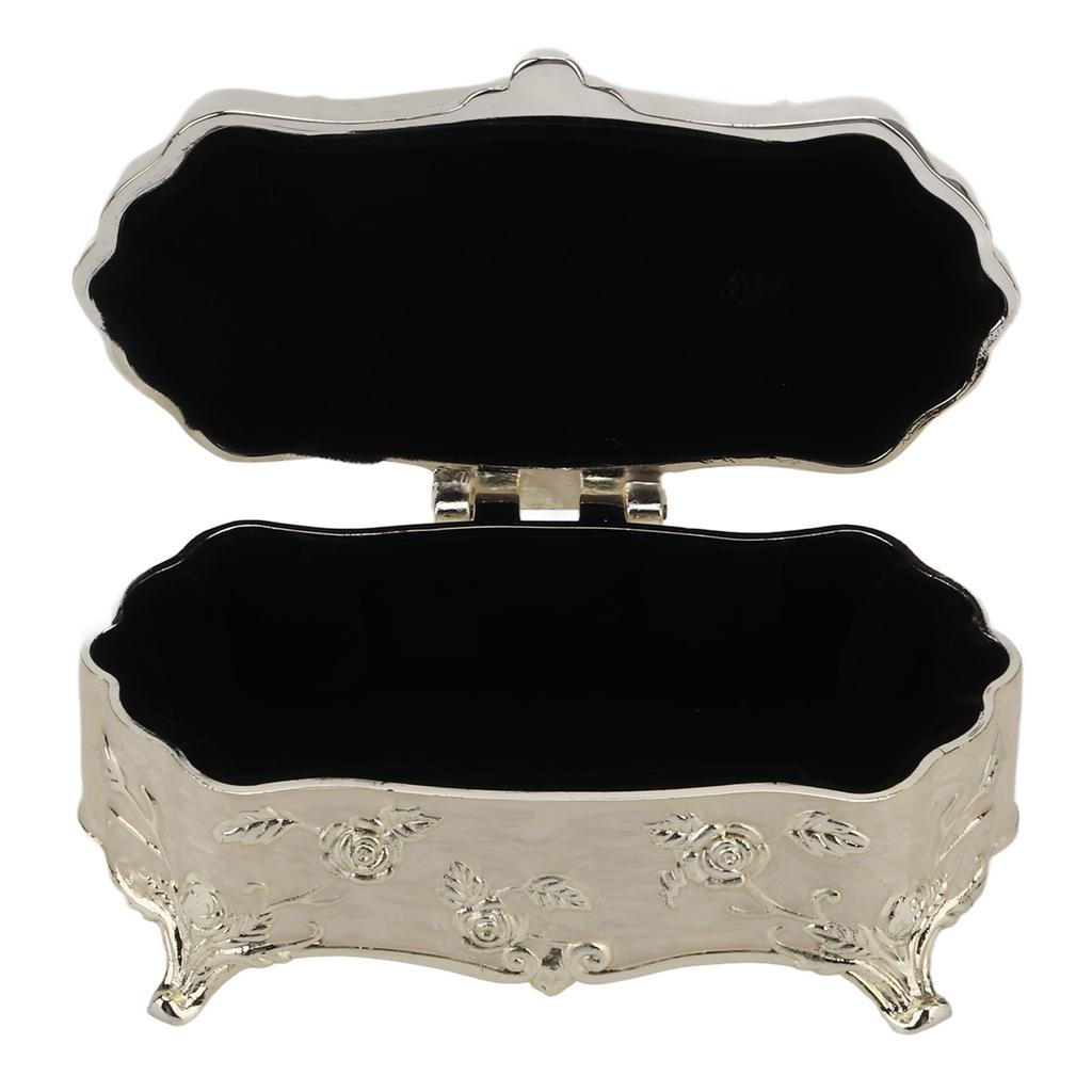 Винтажная шкатулка для украшений Маленькая белая Винтажный сплав цинка Эмаль Органайзер для украшений Металлическая шкатулка для мелочей Ювелирные изделия