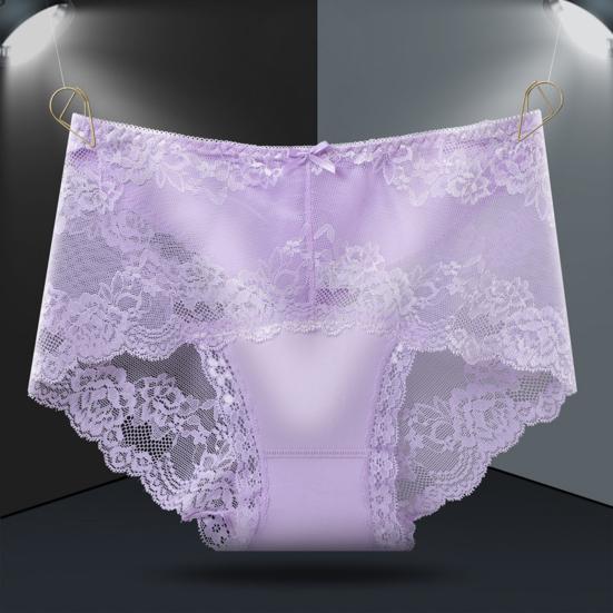 Women Panties Mid Waist Lace Hollow Out Good Breathability Butt-lifted Underpants Solid Color Moisture-wicking Briefs for Sport Work