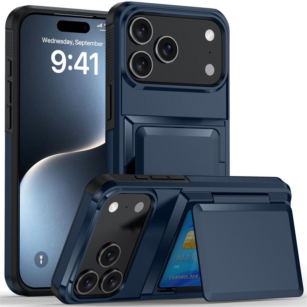 Кошелек-чехол для iPhone 17 Pro Max со слотом для карт и откидной подставкой - Подходит для Apple 16, 14, 15; Трансграничный ударопрочный дизайн