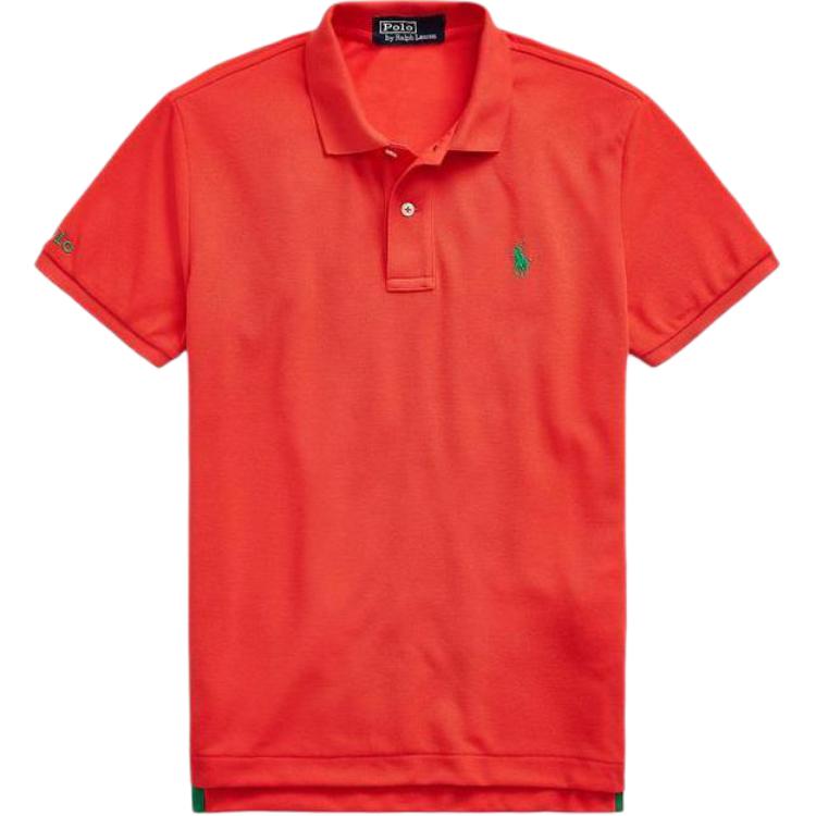 Polo Ralph Lauren SS22 Однотонная рубашка поло с коротким рукавом на пуговицах Женские топы Красный WMPOKNINCU20050-600