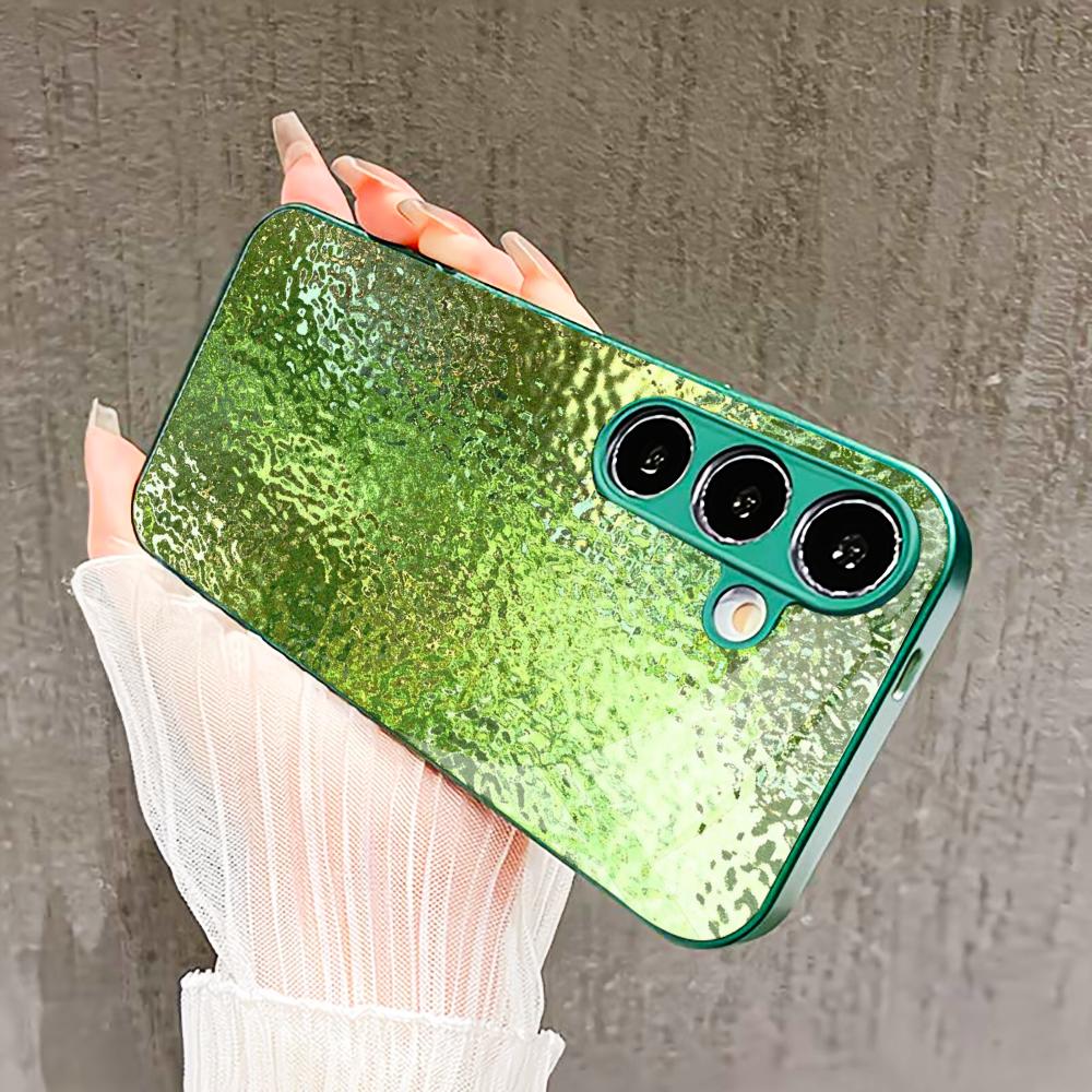 Стильный и легкий стеклянный чехол с узором для Samsung Galaxy S26 S25 S24 S23 S22 FE Ultra Plus Встроенное стекло зеленый Изысканный