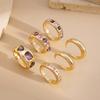 Salircon Exquisite 6Pcs/set Inlaid Purple zircon Adjustable Opening Ring Women Smooth Gold Color Ring Female Daily Jewelry Gift