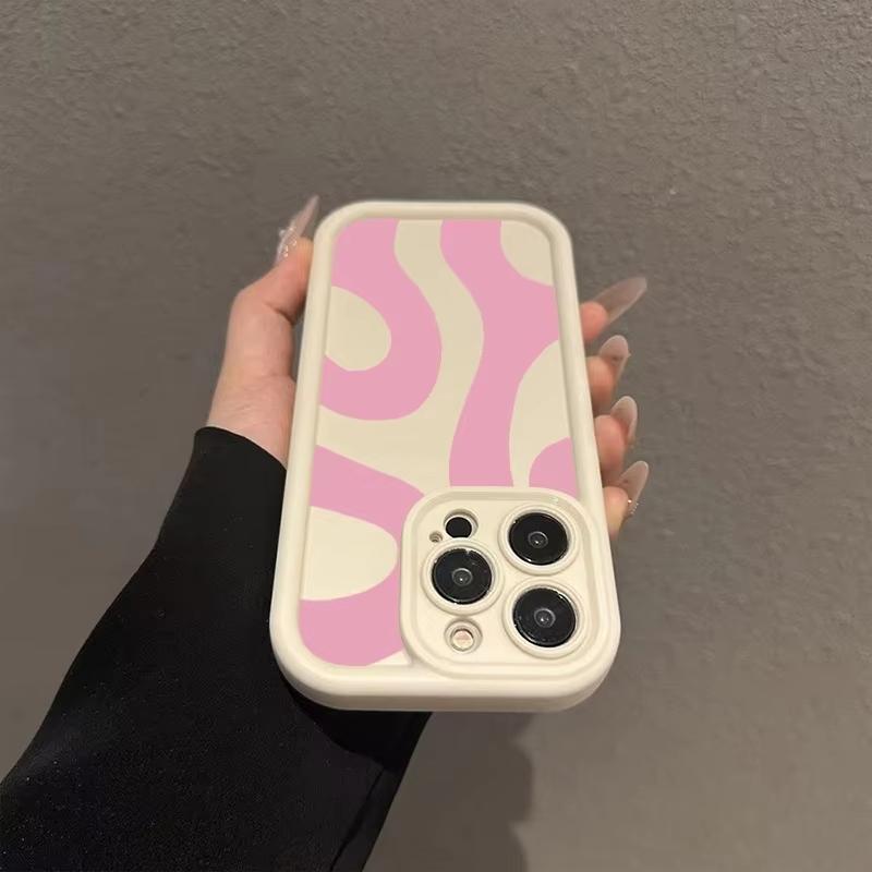 Розовая волна Рябь Силиконовый чехол для телефона Для iPhone 17 16 Pro Max 11 13 12 14 15 8 7 15 Plus XS XR X 16E 17E Ударопрочный Бампер