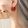 French Retro Temperament Luxury Christmas Red & Green Stud Earrings, Women's Titanium Steel Jewelry.