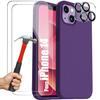 Coque Pour iPhone 14 TPU Violet Foncé + 2 Verres Trempés Et 2 Protections Caméra Arrière