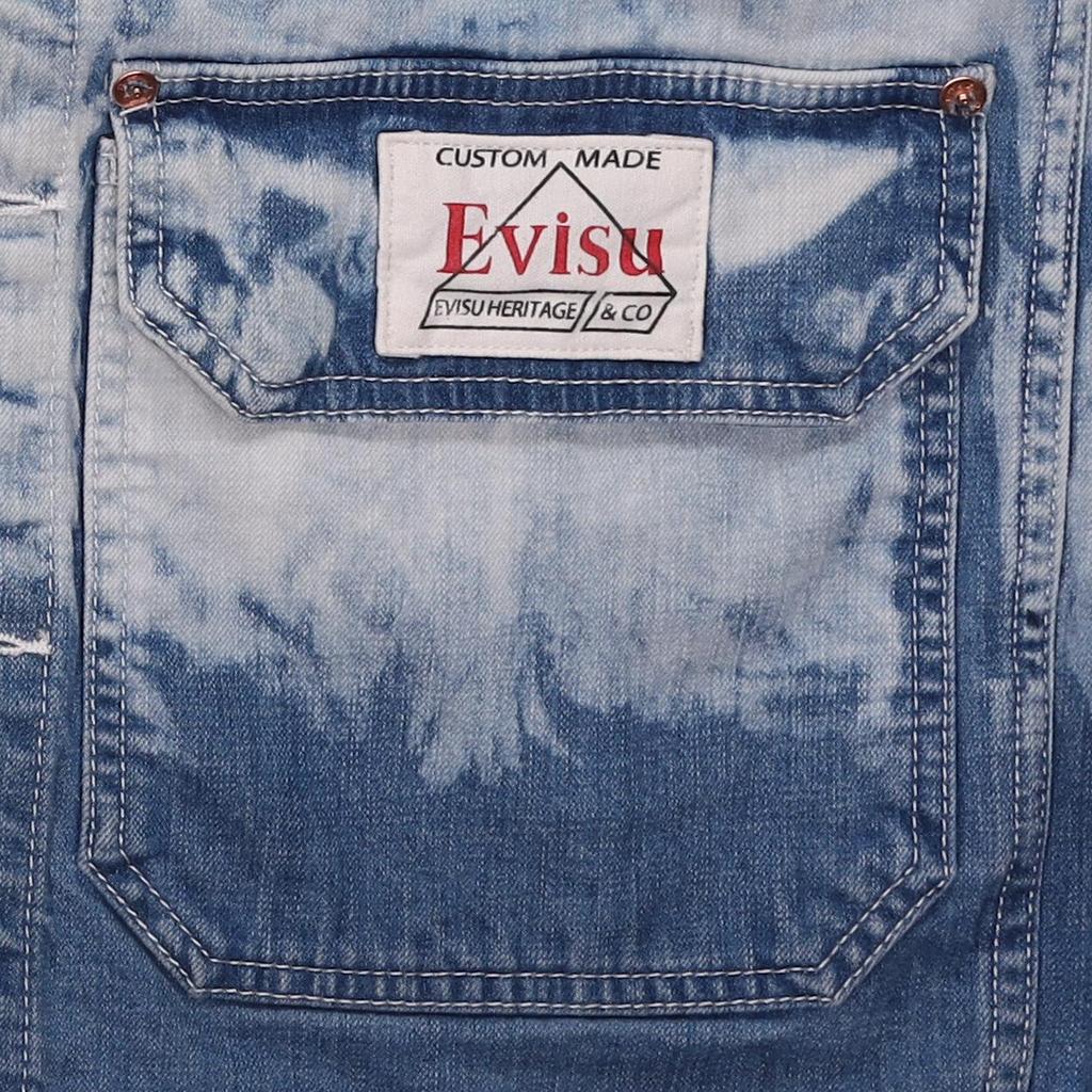 Evisu Sake Bottle Embroidered Tie-Dye Denim Jacket Men jackets White 2ESHTM1SJ721LF