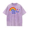 Pure Cotton Unisexs Short Sleeve Smile if Dead Washed T Shirt Casual Tops  Tees Graphic Cool Crew Neck Washed Tees