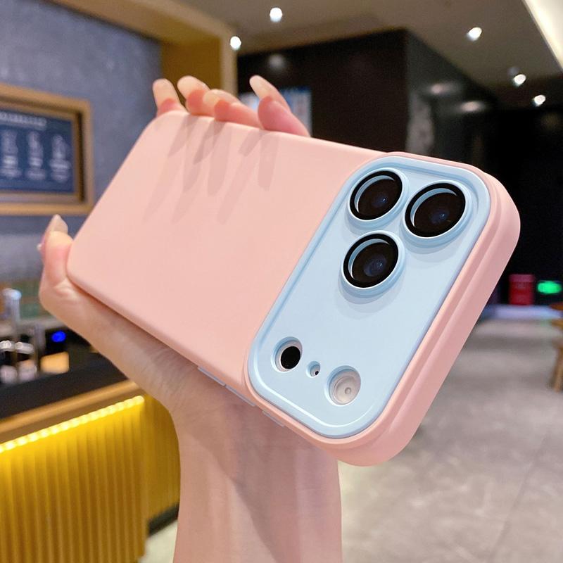 Чехол для телефона с защитой камеры, контрастный цвет, для IPhone 17 Pro Max 16 15 14 13 12 11, силиконовый ТПУ, мягкая задняя крышка